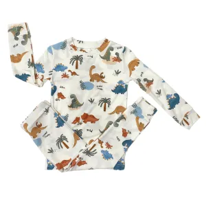 Bio-Bambus-Viskose-Zweiteiler-Pyjama-Set mit Dinosaurier-Print für Kinder