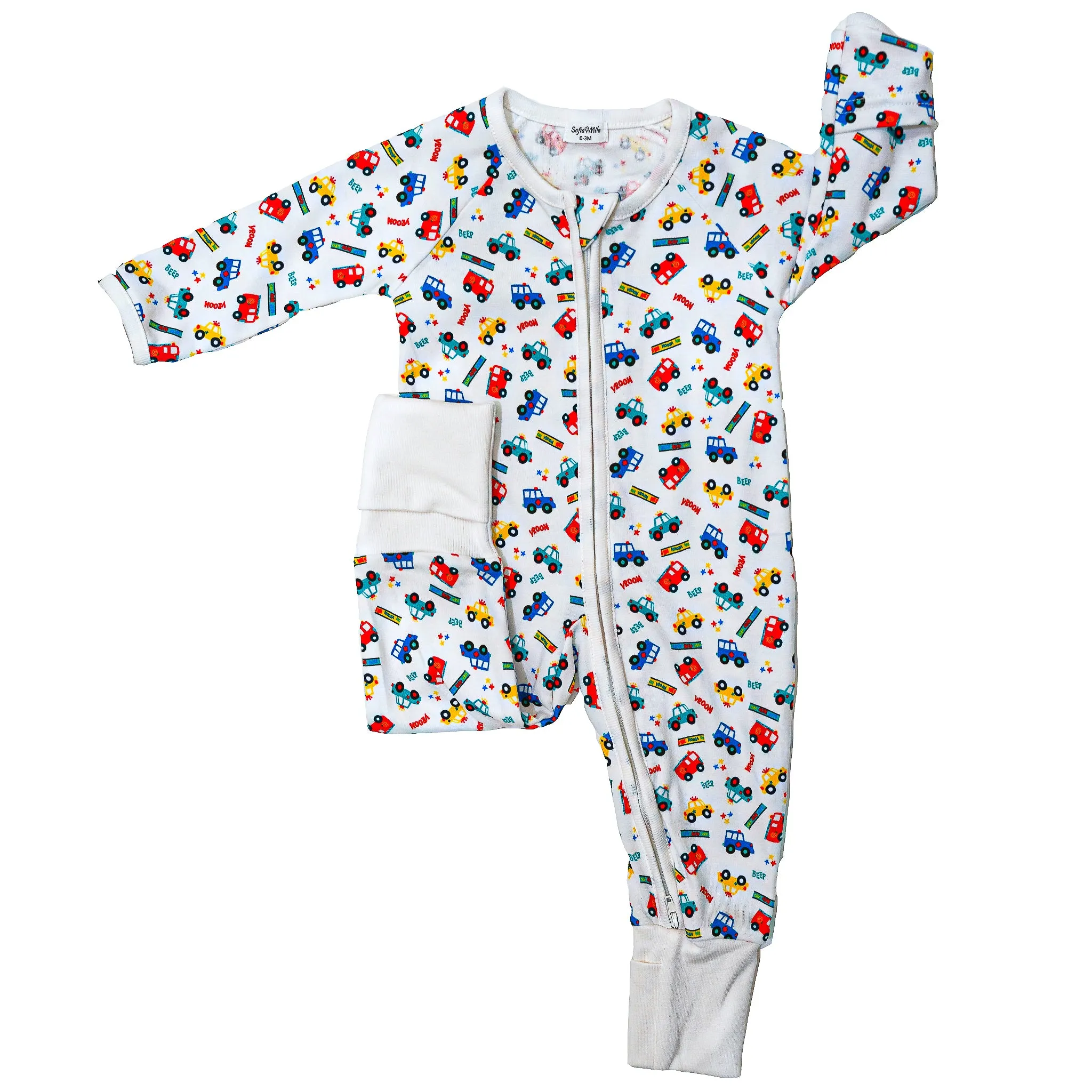 Bio-Baumwoll-Pyjama mit Umwandlungsfunktion in Autos