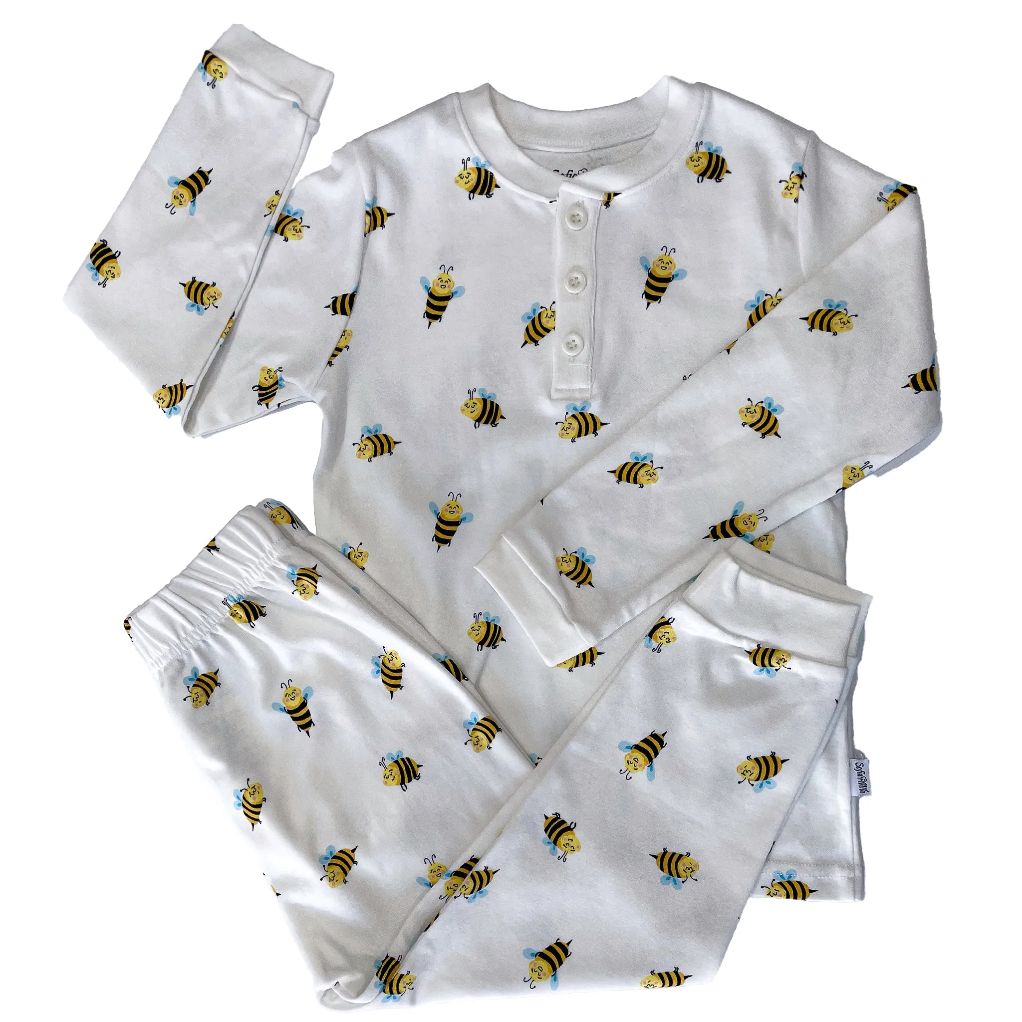 Bio-Baumwoll-Zweiteiler Schlafanzug-Set mit Bienen-Print für Kinder
