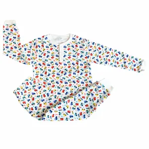 Bio-Baumwoll-Zweiteiler-Pyjama-Set mit Autos für Kinder
