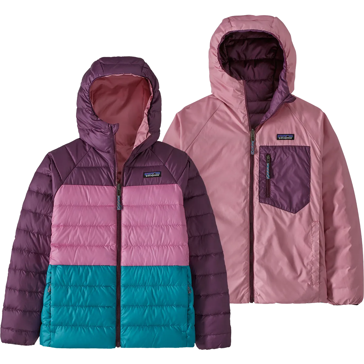 Patagonia Jugend-Reversibler Daunenpullover mit Kapuze