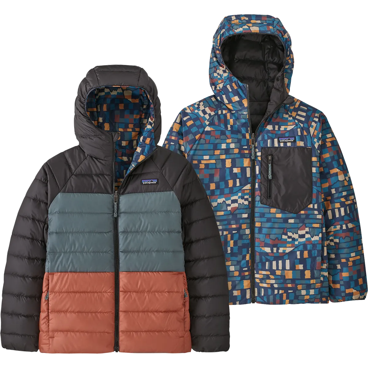 Patagonia Jugend-Reversibler Daunenpullover mit Kapuze