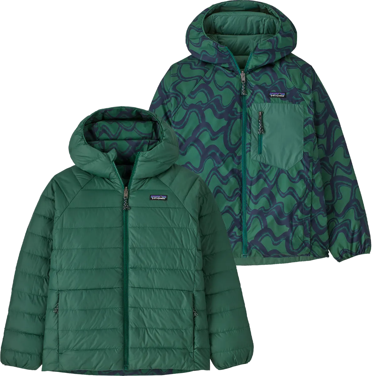Patagonia Jugend-Reversibler Daunenpullover mit Kapuze