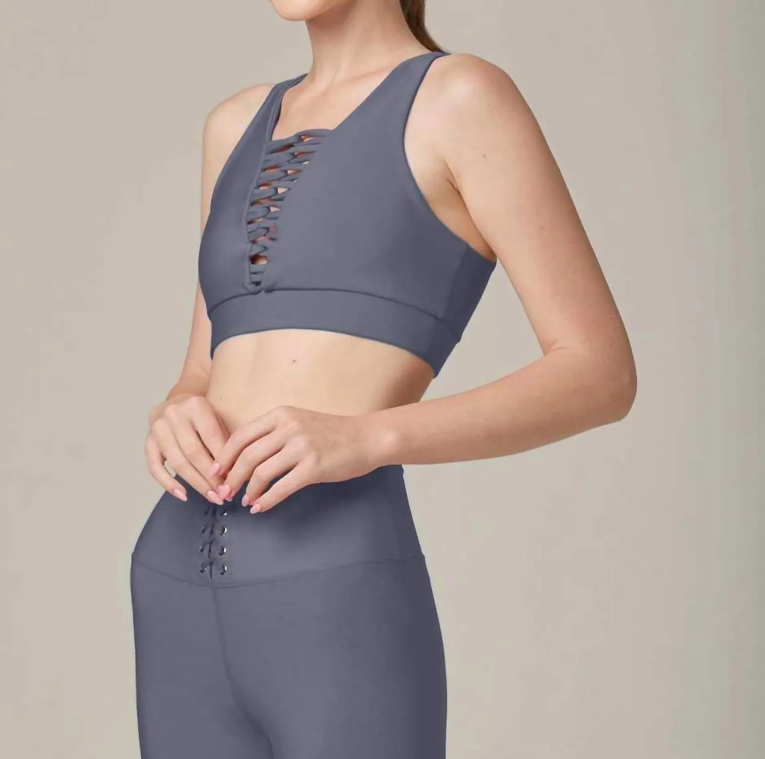 Perfect View Max Support Tank Sport-BH in Blu-S Stahlblau