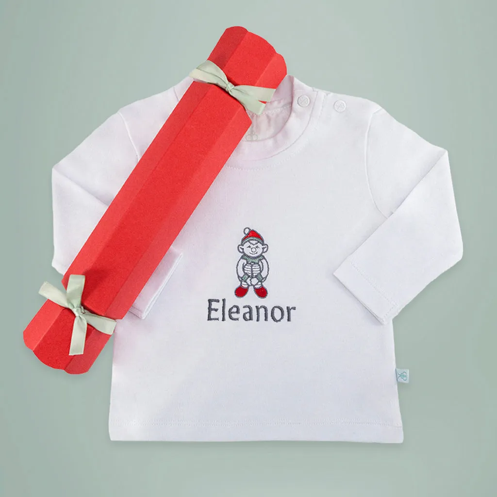 Personalisiertes besticktes Elf-T-Shirt Weihnachtsknaller