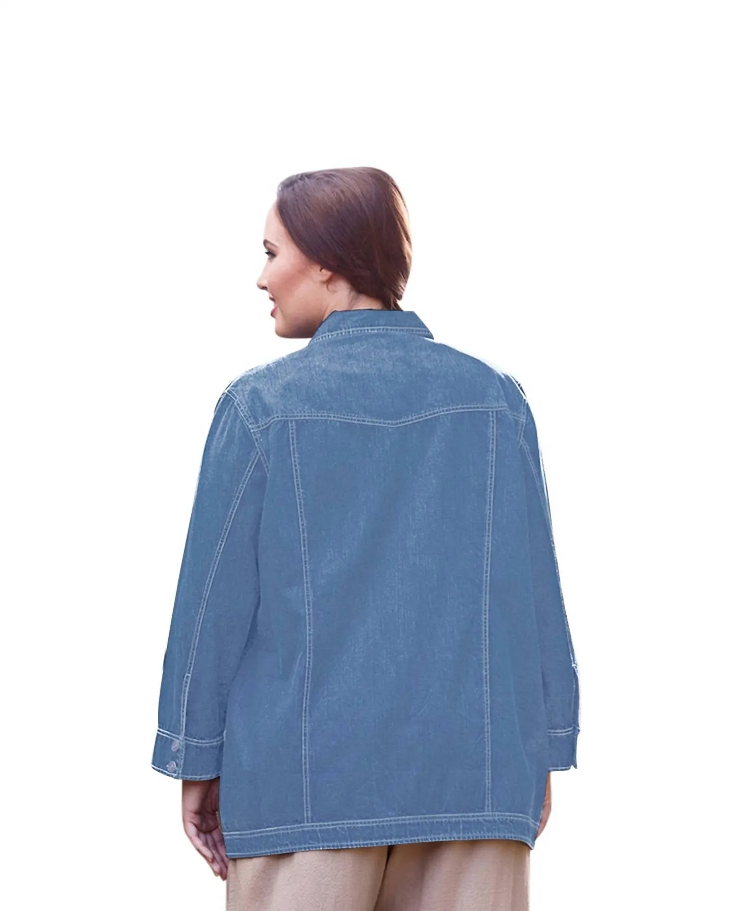 Premium Langarm Rydel Denim Jacke - Übergröße in Hellwasch-Denim