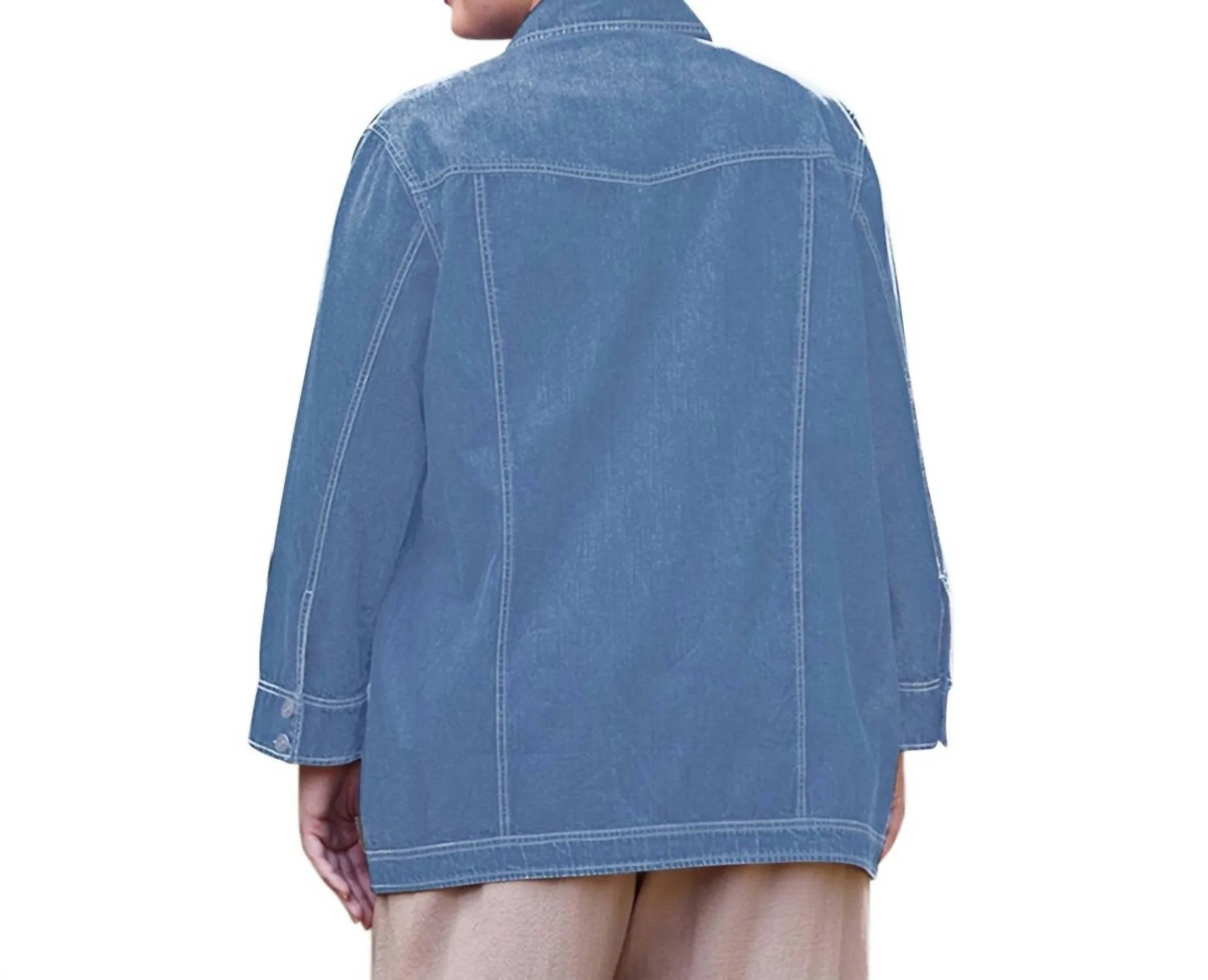 Premium Langarm Rydel Denim Jacke - Übergröße in Hellwasch-Denim