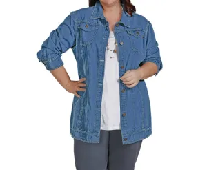Premium Langarm Rydel Denim Jacke - Übergröße in Hellwasch-Denim