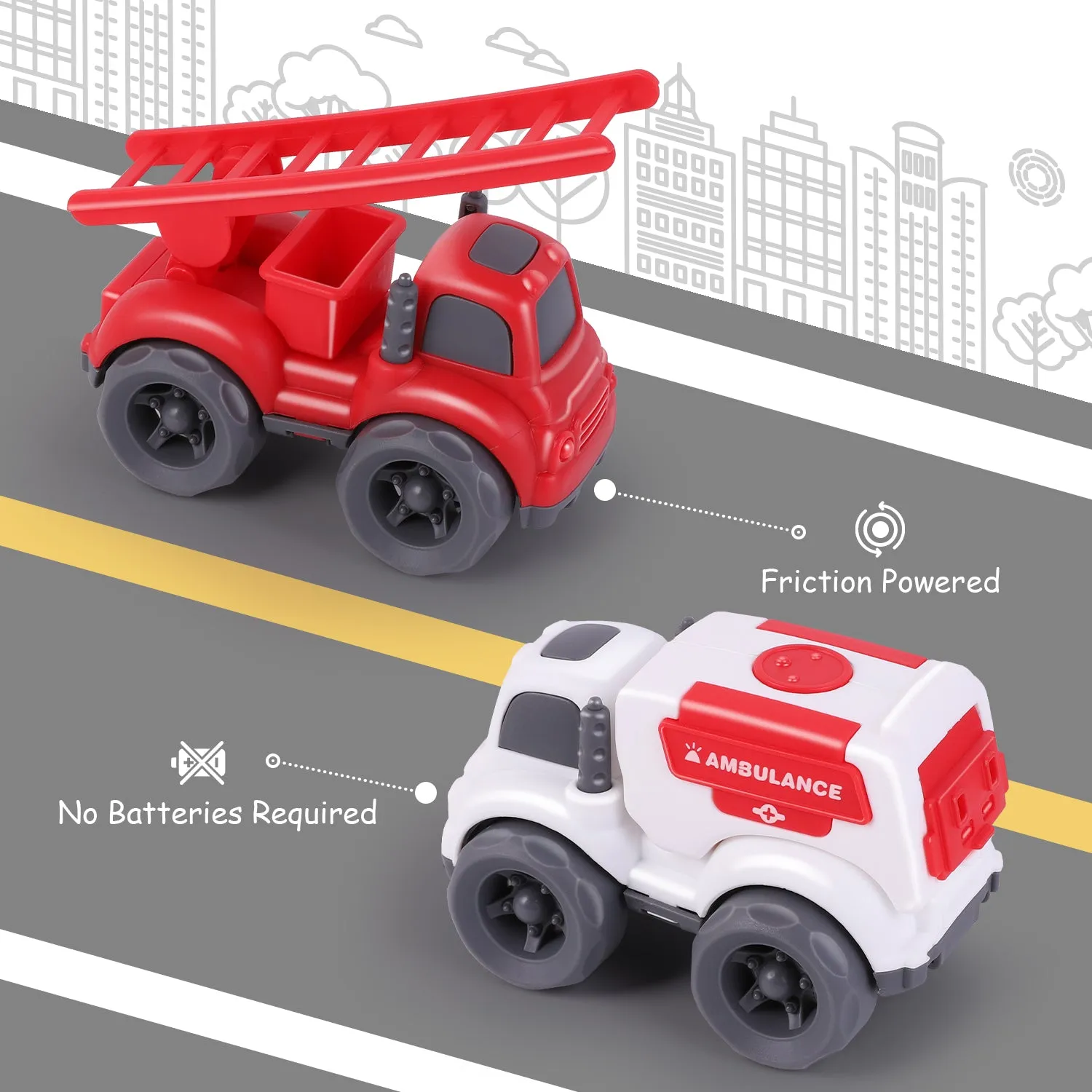 Push-and-Go-Auto-Spielzeug Rettungsfahrzeuge Notfall-Spielset