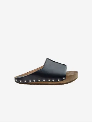 Recycelte Vegane Leder-Holz-Vegan-Clogs | Schwarz