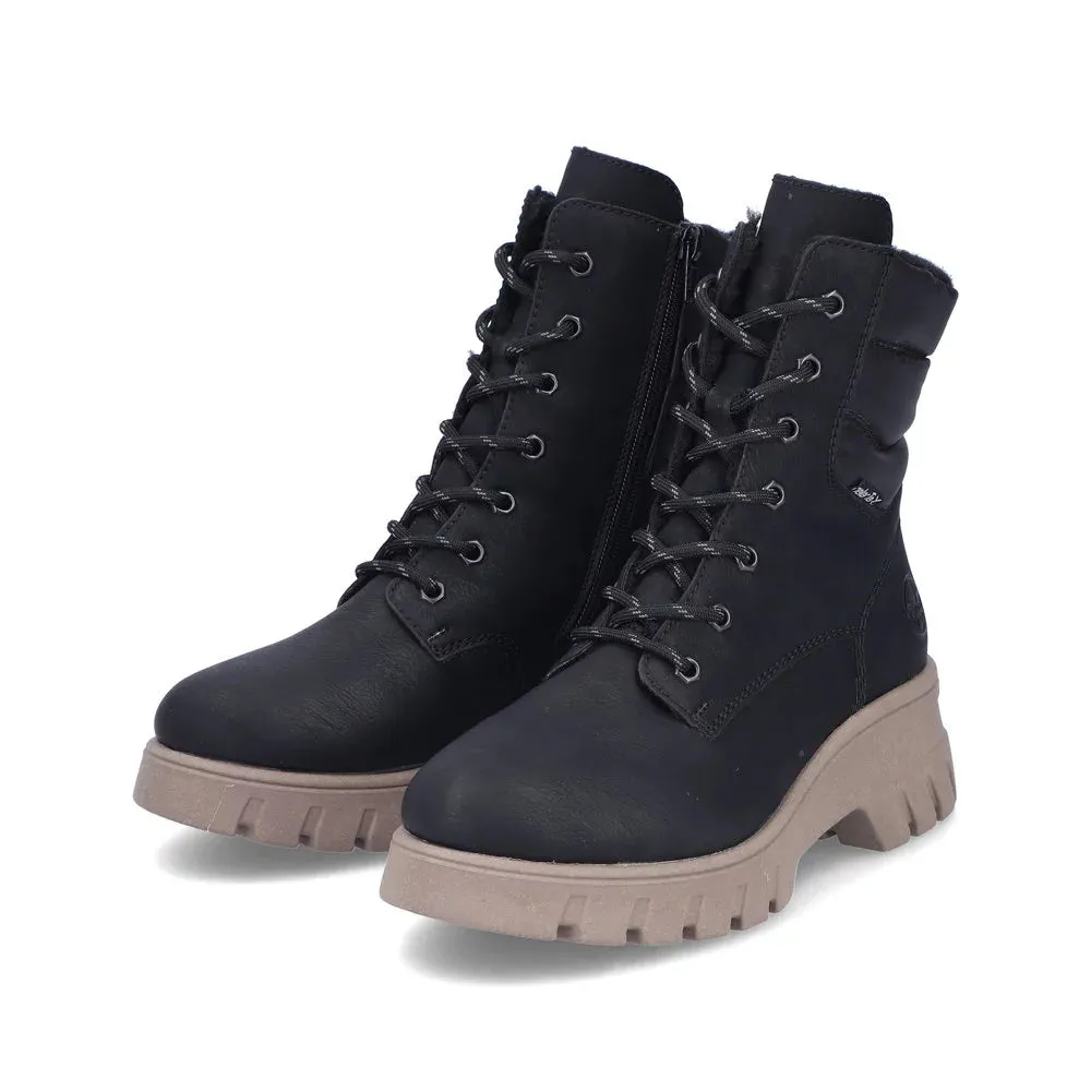 Rieker Schuhe 71831-00 Schwarz Knöchel Schnür-/Reißverschluss RTex