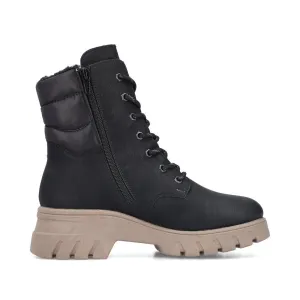 Rieker Schuhe 71831-00 Schwarz Knöchel Schnür-/Reißverschluss RTex