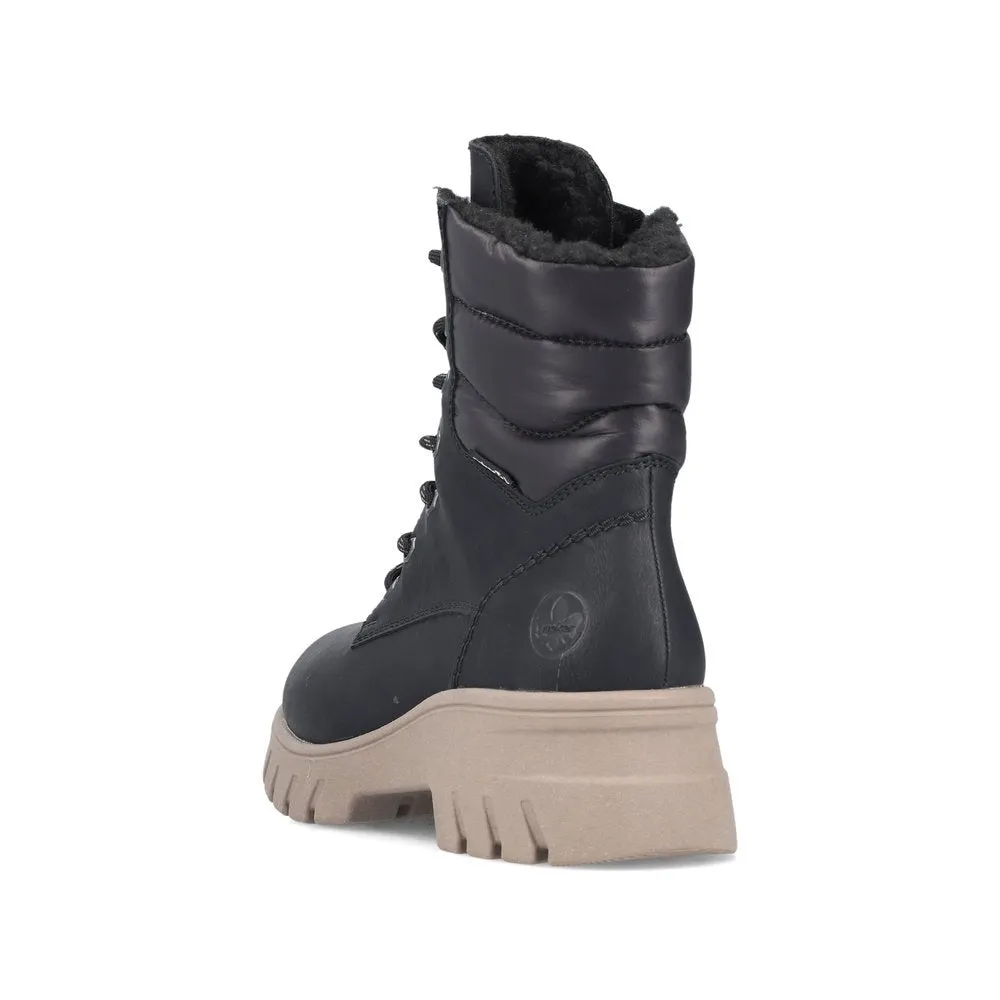 Rieker Schuhe 71831-00 Schwarz Knöchel Schnür-/Reißverschluss RTex