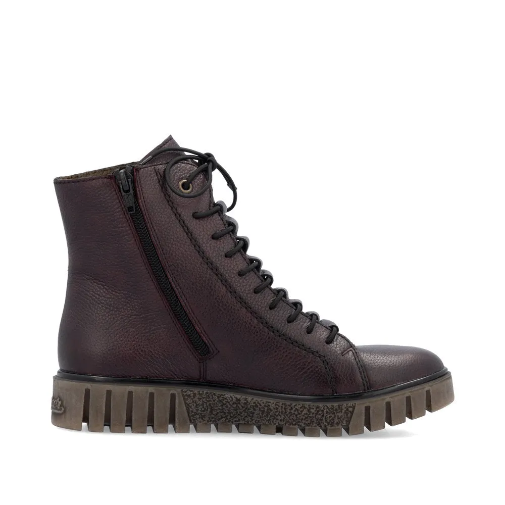 Rieker Schuhe Y3421-35 Dunkelrot Knöchel seitlicher Reißverschluss