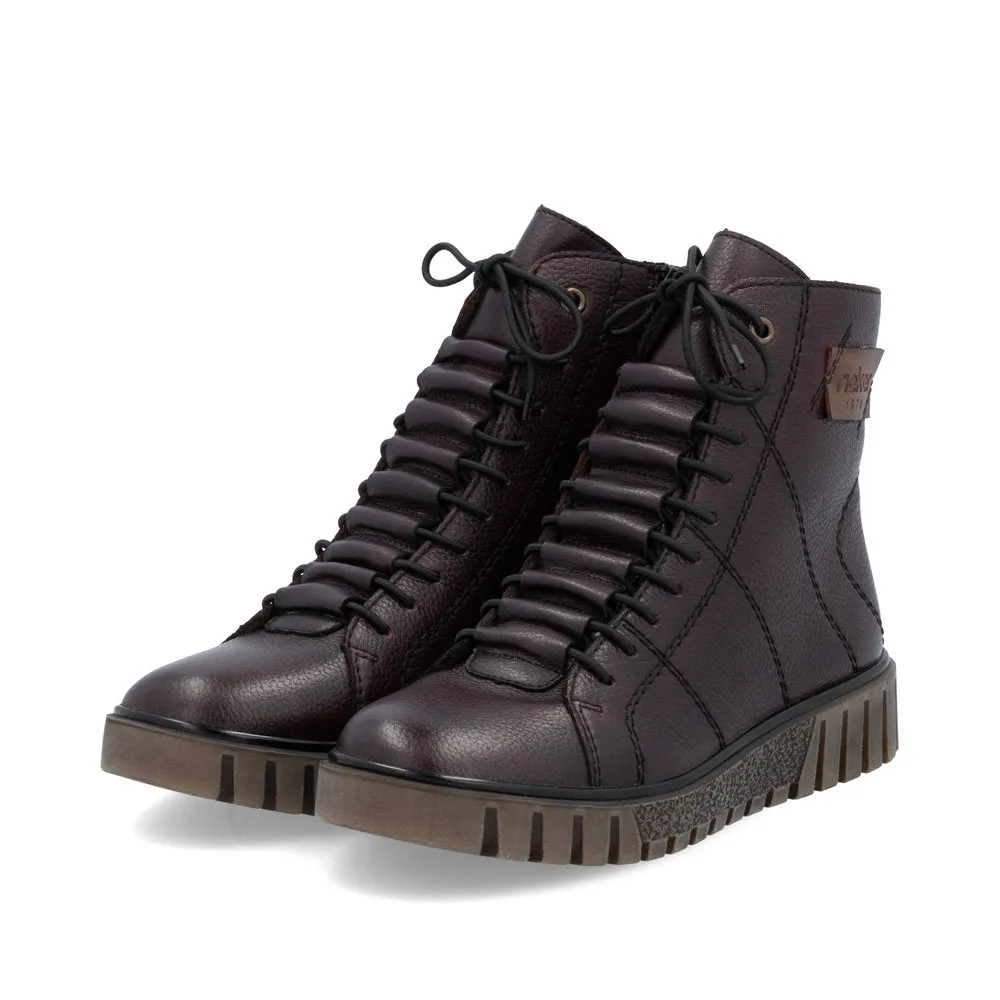 Rieker Schuhe Y3421-35 Dunkelrot Knöchel seitlicher Reißverschluss