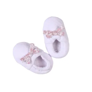 Rose Sweet | Baby Mädchen Weiße Blumen Gesteppte Baumwoll-Stiefelchen Babykids_Bebe-Sweeny