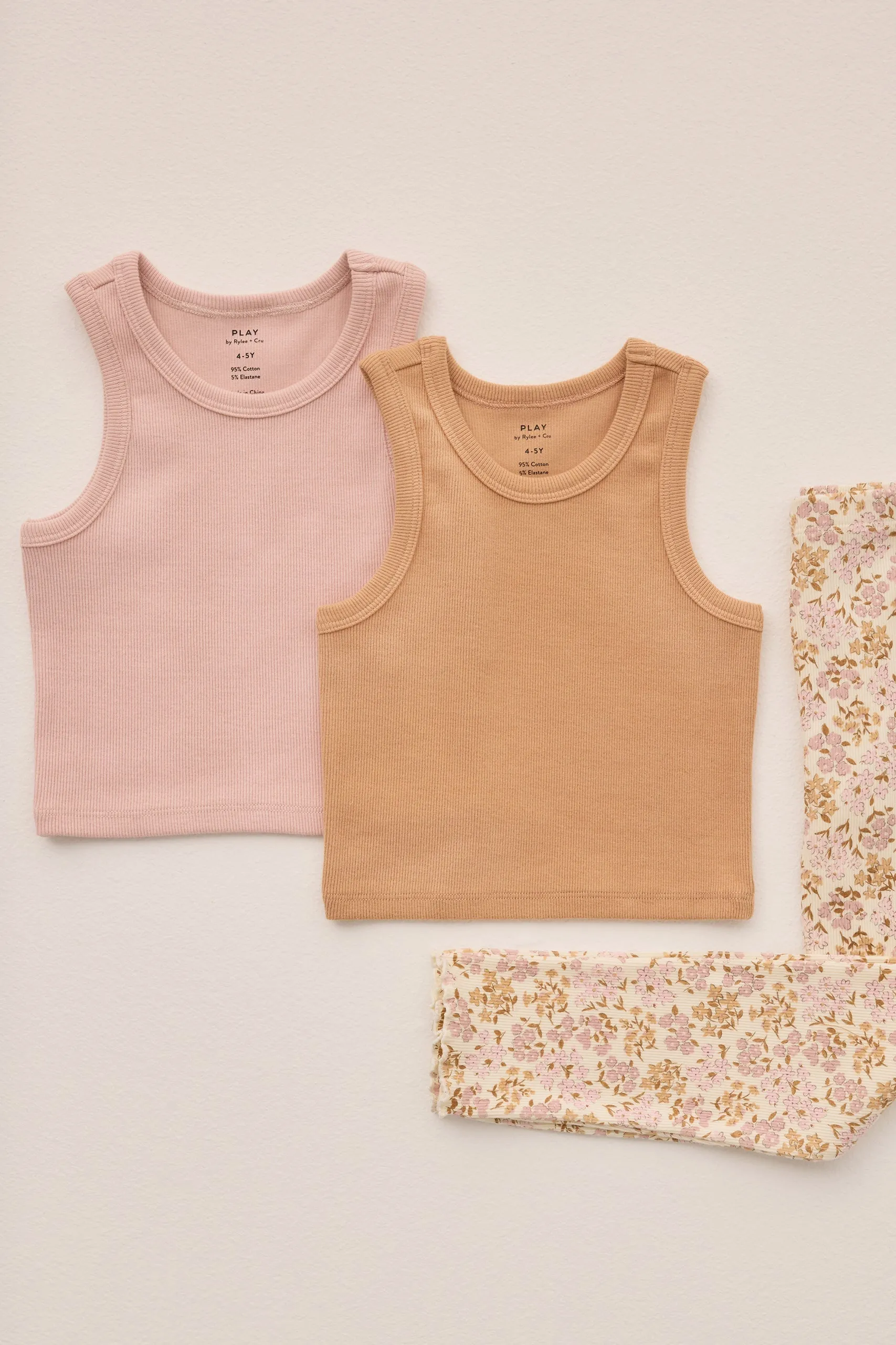 Rylee   Cru Babykids Rippen-Tank-Set| Rosa/Grapefruit