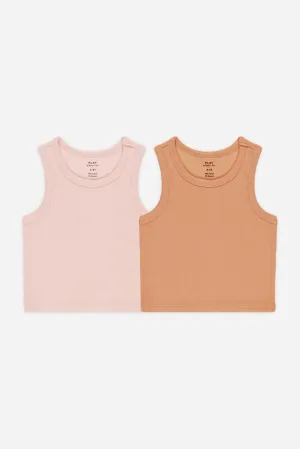 Rylee   Cru Babykids Rippen-Tank-Set| Rosa/Grapefruit