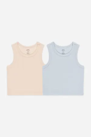 Rylee   Cru Babykids Rippen-Tank-Set | Muschel/ Hellblau