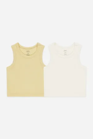 Rylee   Cru Babykids Rippen-Tank-Set | Gelb/Elfenbein