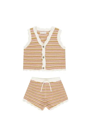 Rylee   Cru Babykids Muschel-Häkel-Set| Rosa Streifen