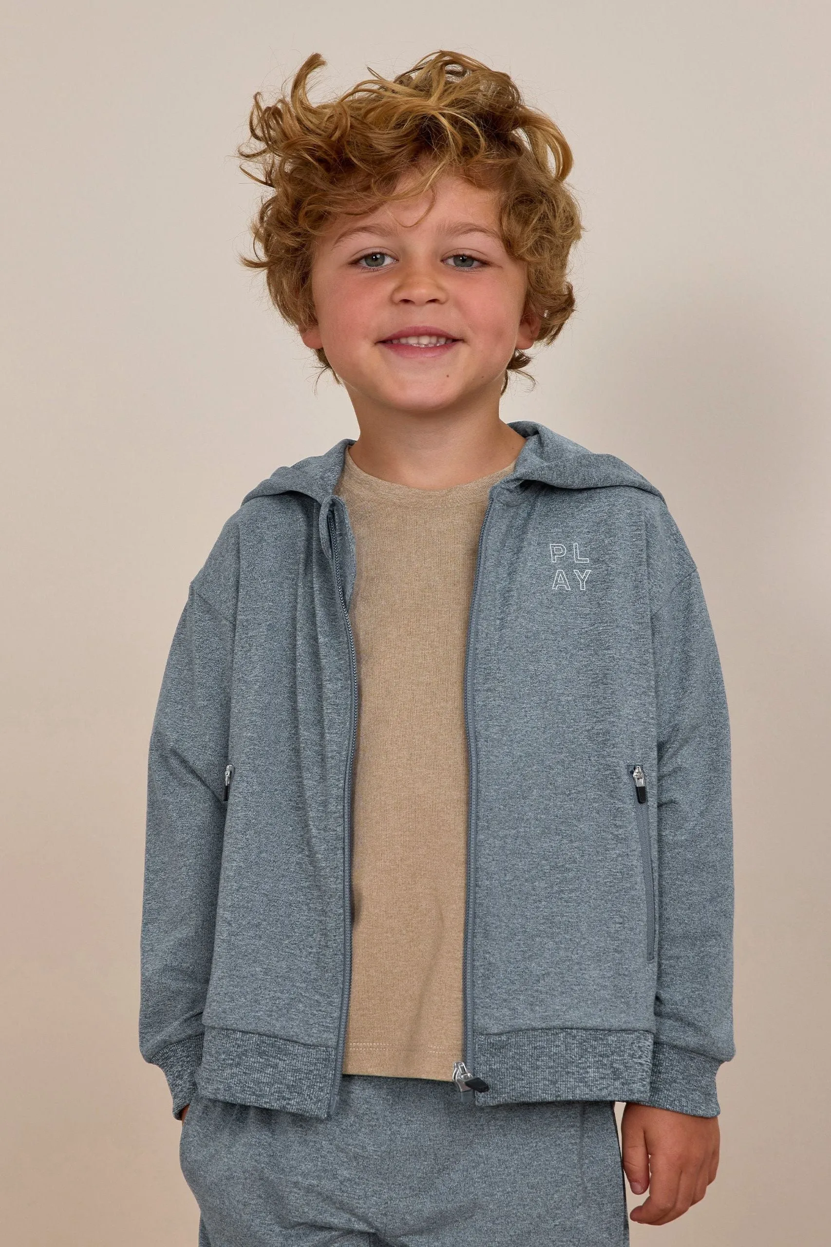Rylee   Cru Babykids Reißverschluss-Tech-Hoodie | Meliertes Indigo