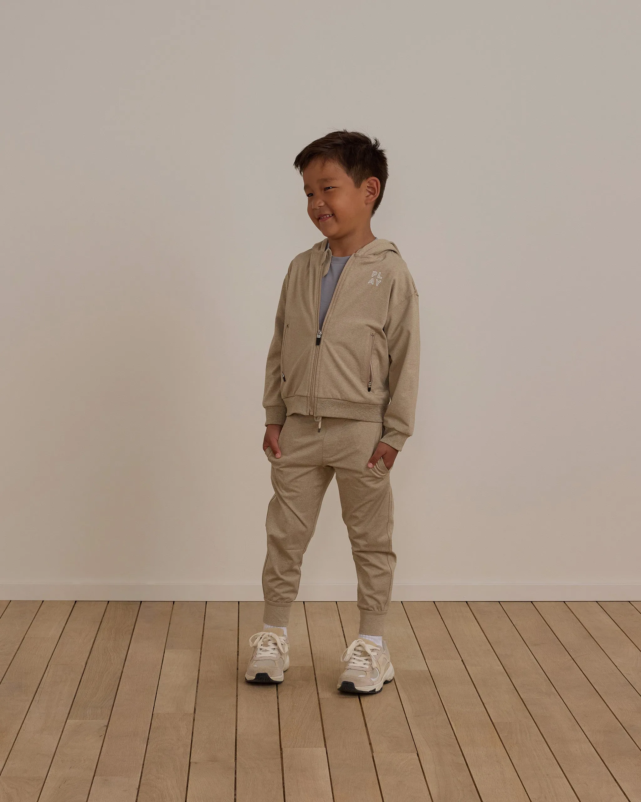Rylee   Cru Babykids Reißverschluss-Tech-Hoodie | Melierter Kiesel