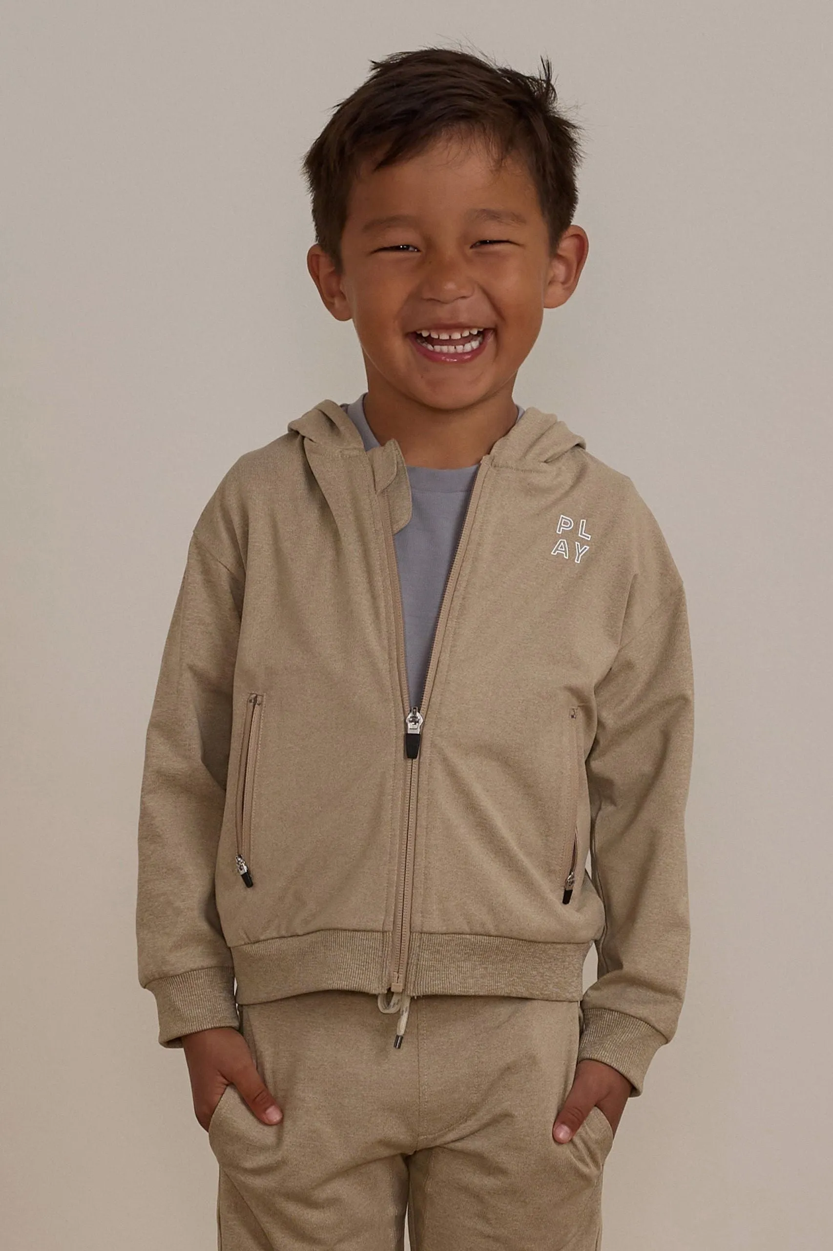 Rylee   Cru Babykids Reißverschluss-Tech-Hoodie | Melierter Kiesel