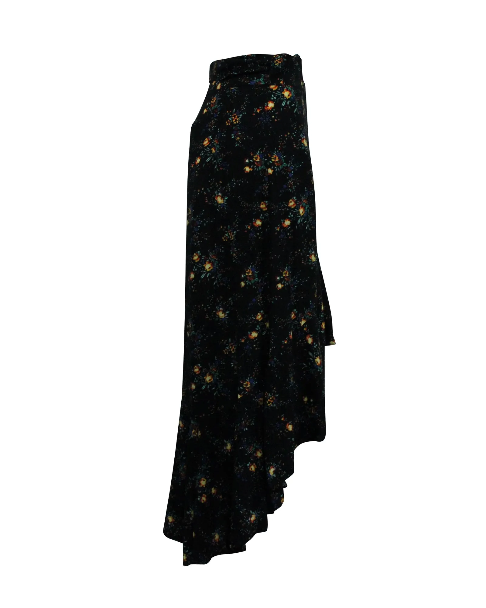 Sandro Asymmetrischer Rock mit Blumenmuster in schwarzer Viskose