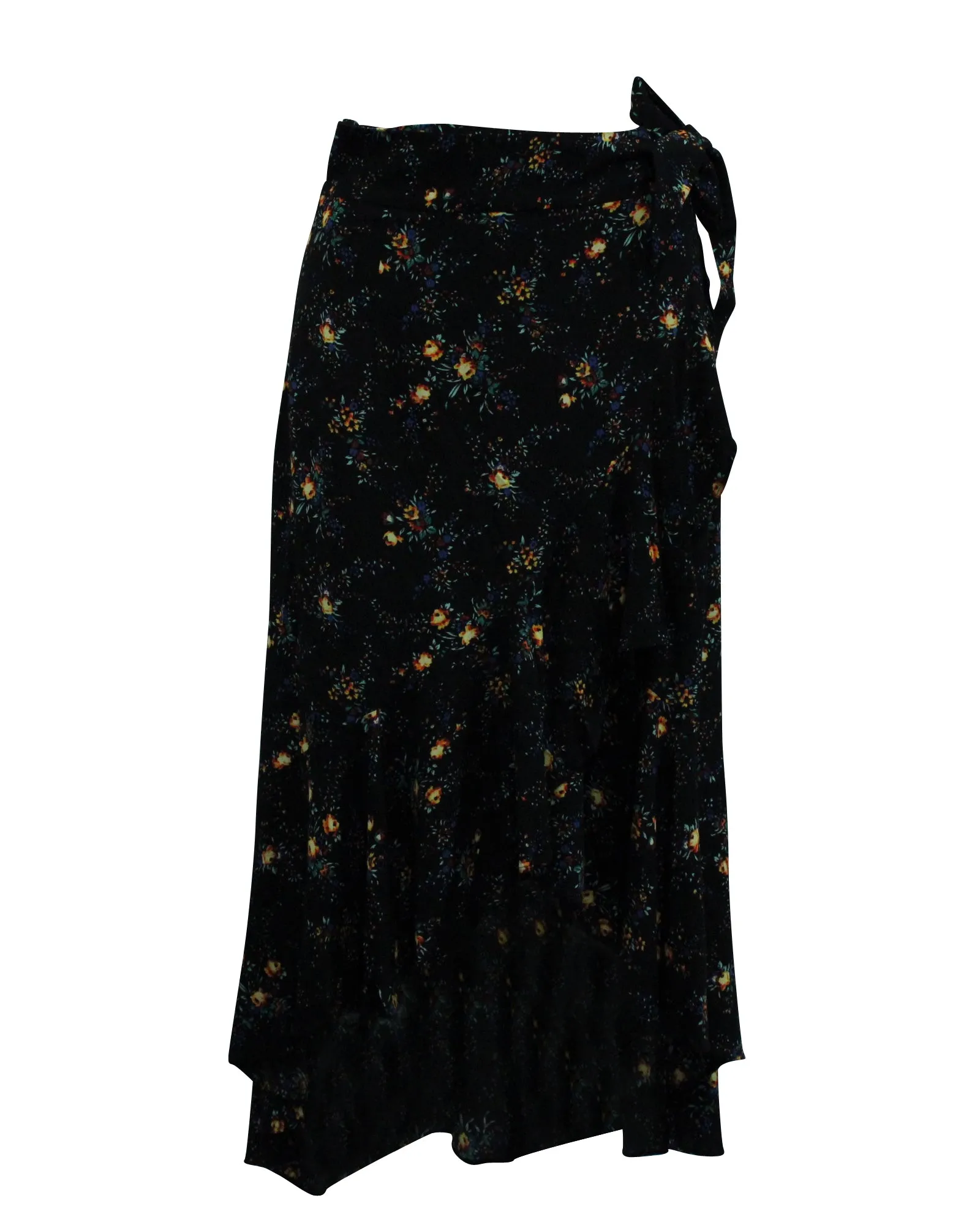 Sandro Asymmetrischer Rock mit Blumenmuster in schwarzer Viskose