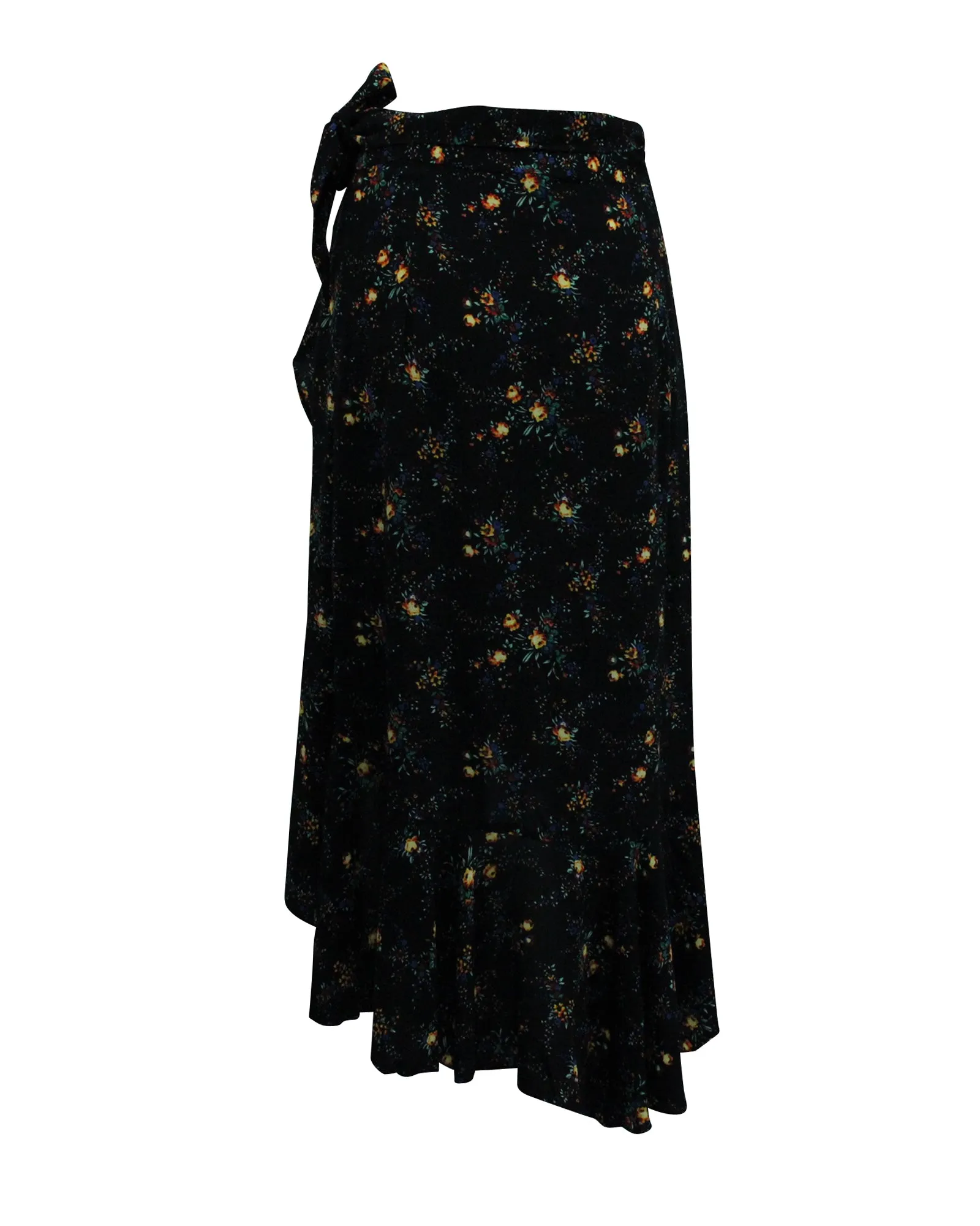 Sandro Asymmetrischer Rock mit Blumenmuster in schwarzer Viskose