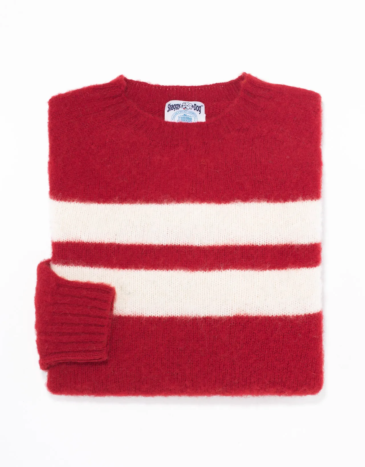 SHAGGY DOG PULLOVER ROT UNIVERSITÄTSSTREIFEN - SCHMALE PASSFORM