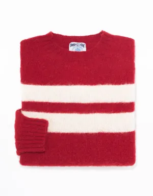 SHAGGY DOG PULLOVER ROT UNIVERSITÄTSSTREIFEN - SCHMALE PASSFORM