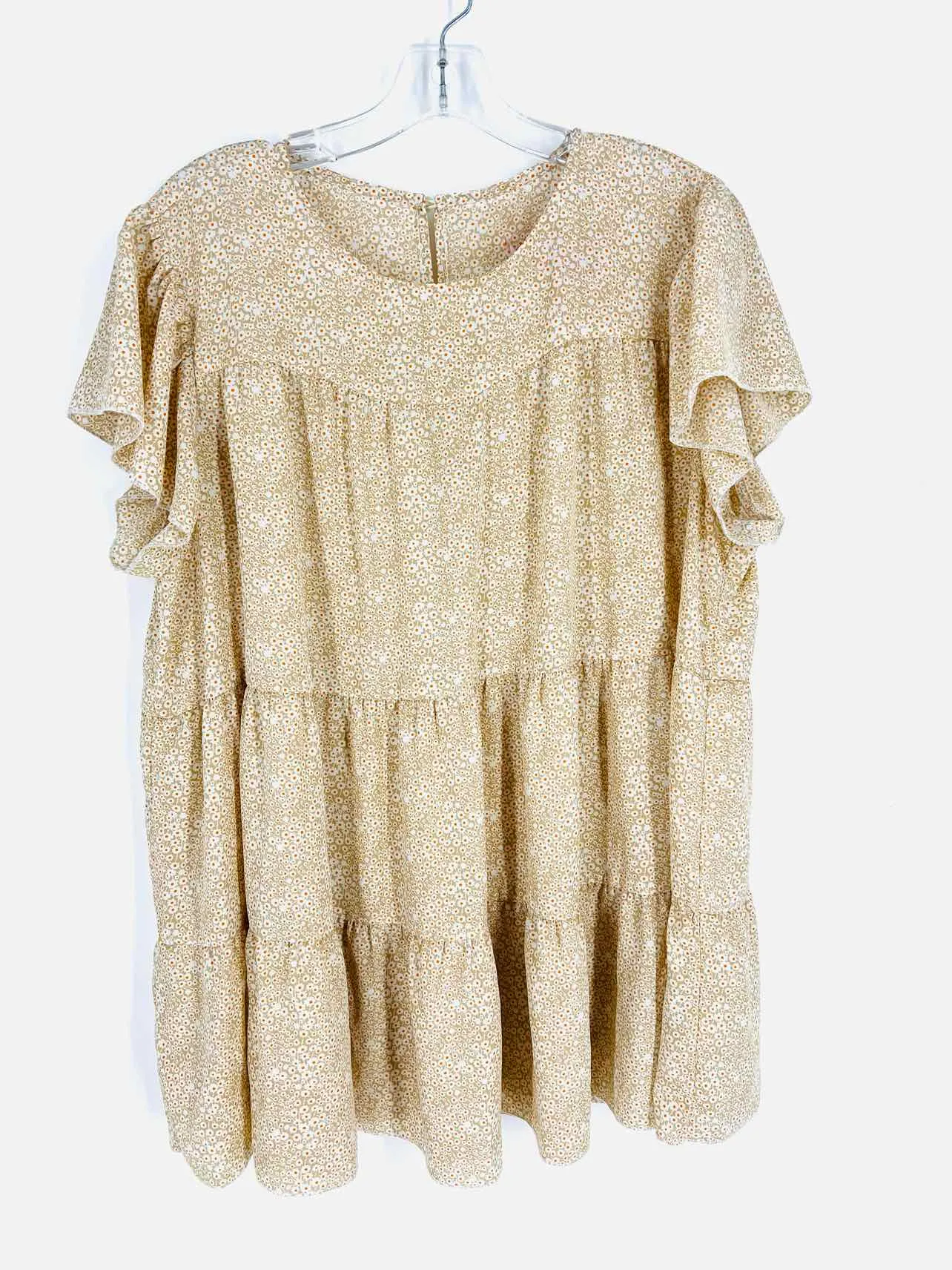 Shein Größe 16 Ton/Weiß Blumenmuster Etagen-Tunika