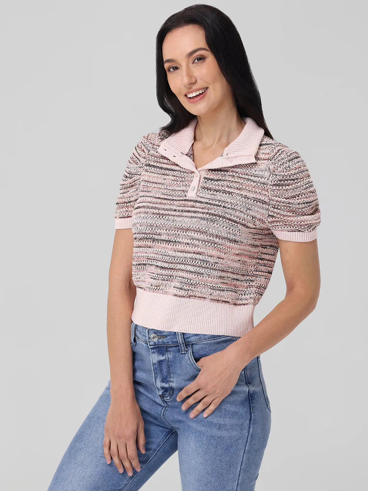 Shelby Ombre Mockneck Pullover in Sand Dollar Multi