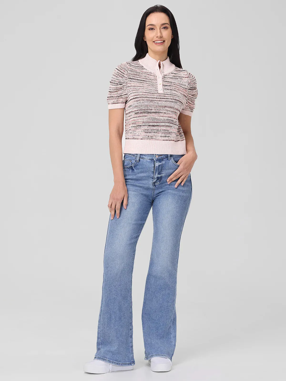 Shelby Ombre Mockneck Pullover in Sand Dollar Multi