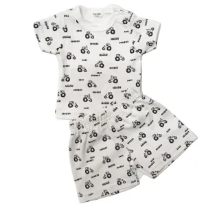 Kurzärmeliges T-Shirt & Shorts-Set mit Traktoren für Babys und Kleinkinder