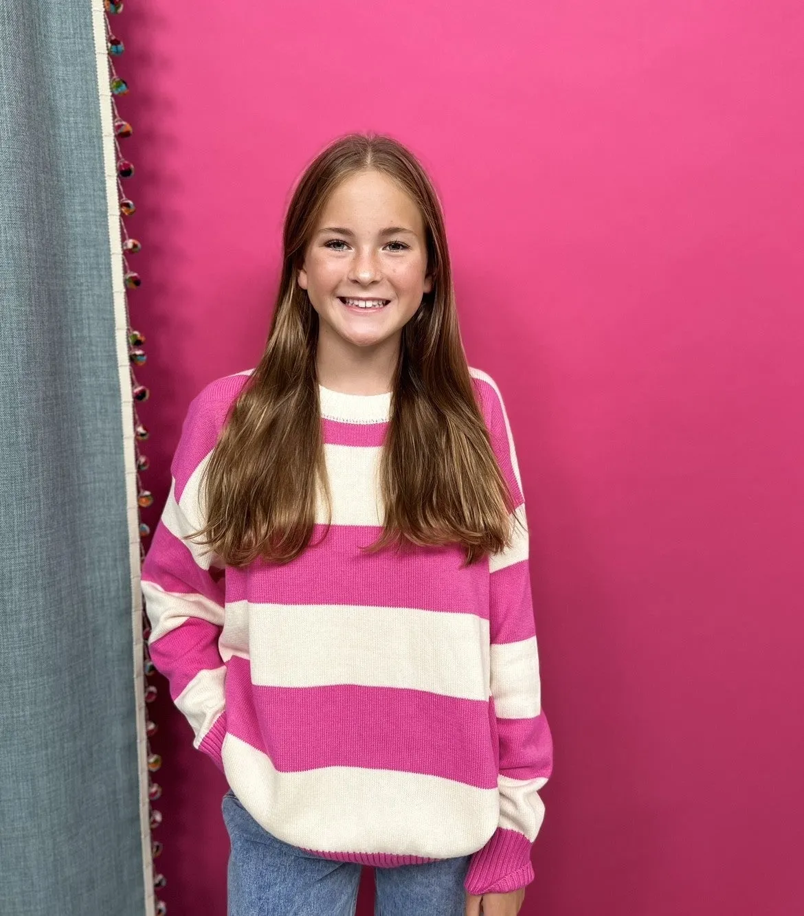 Sparkling Moments Junior's Gestreifter Rundhals-Schichtpullover *Endgültiger Verkauf*