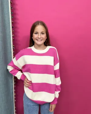 Sparkling Moments Junior's Gestreifter Rundhals-Schichtpullover *Endgültiger Verkauf*