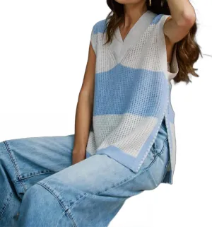 Gestreiftes Mesh-Gilet in Schiefer/Mojave