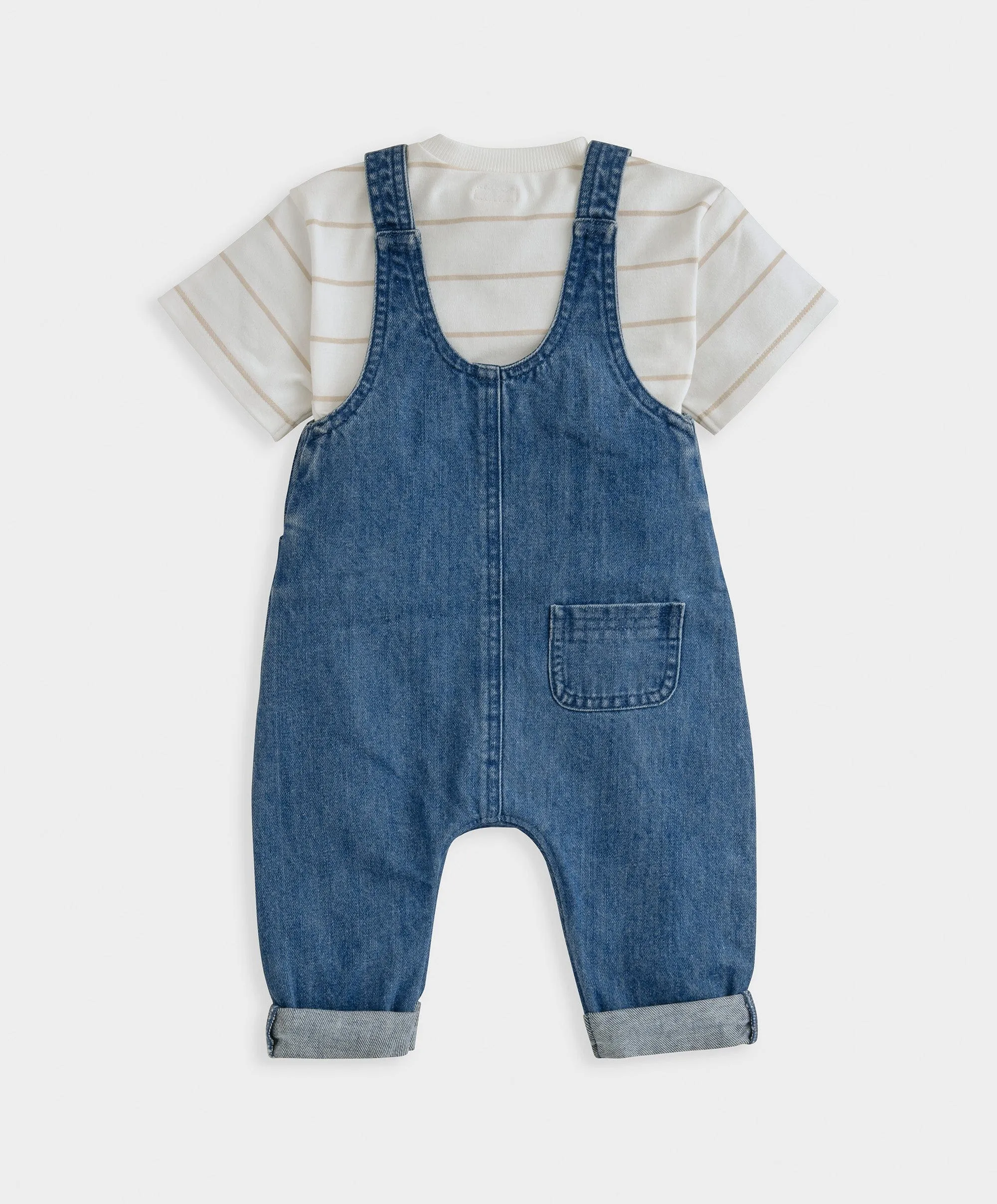 Gestreiftes T-Shirt & Denim-Latzhosen-Set für Babys und Kinder von Mamas & Papas