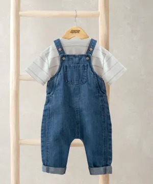Gestreiftes T-Shirt & Denim-Latzhosen-Set für Babys und Kinder von Mamas & Papas