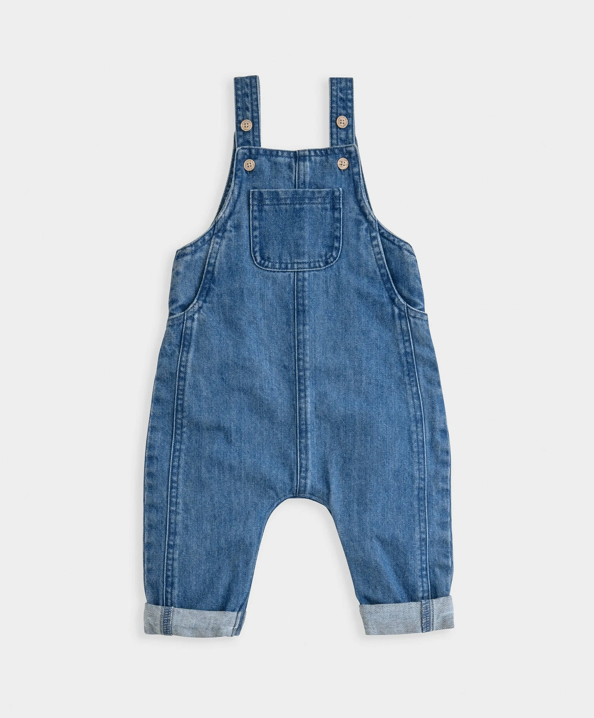 Gestreiftes T-Shirt & Denim-Latzhosen-Set