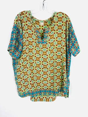 Sundance Größe M Gr/Bl/Rd Druck Seiden Tops Top-Kurzarm