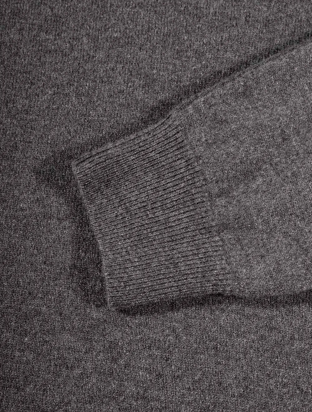 Superfeines Lambswool-Halbzip-Pullover Anthrazit Melange