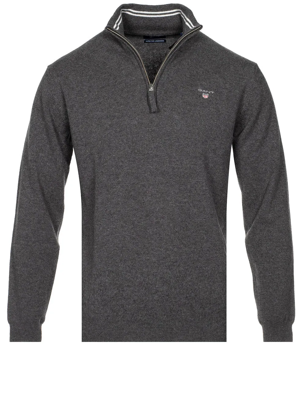 Superfeines Lambswool-Halbzip-Pullover Anthrazit Melange