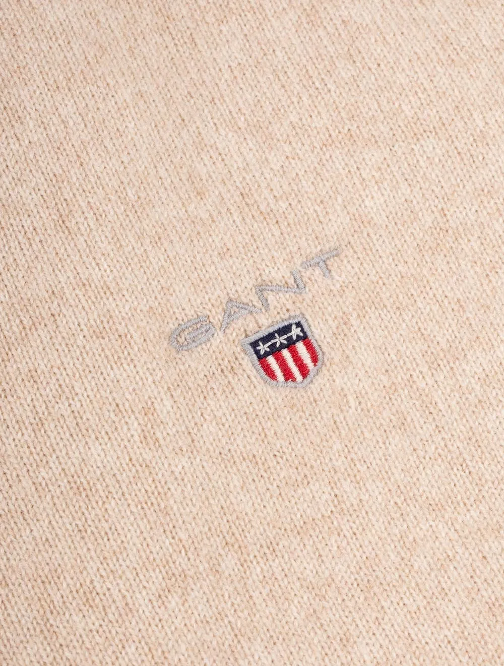 Superfeines Lambswool-Halbzip-Pullover Dunkler Sand Melange