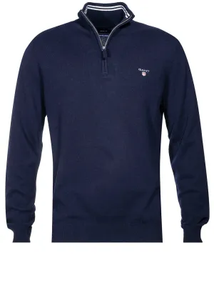 Superfeines Lambswool-Halbzip-Pullover Marine