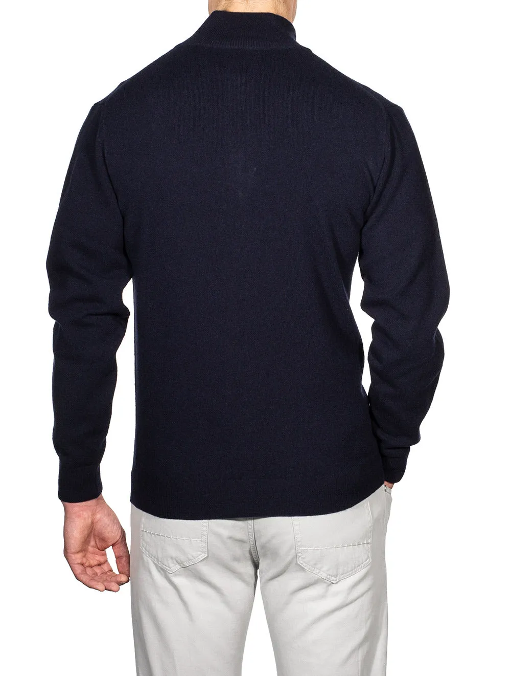 Superfeines Lambswool-Halbzip-Pullover Marine