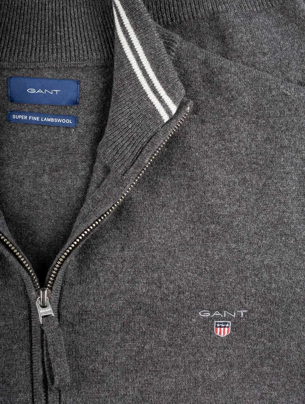 Superfeine Lambswool-Zipcardigan Anthrazit Melange
